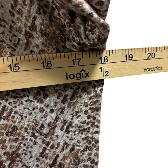 Diane Von Furstenberg Womens Long Sleeve Leopard Print Metallic Top Size L - Picture 4 of 5